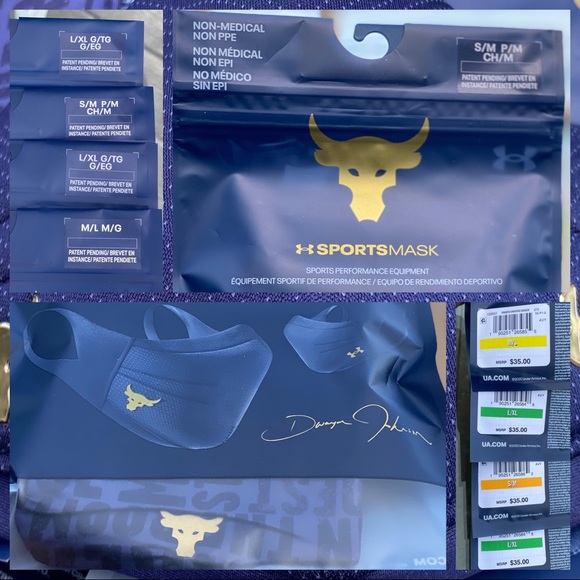 SOLD-OUT (Pending) - Under Armour Sports Face Masks Blue (ear loops) - Picture 3 of 3